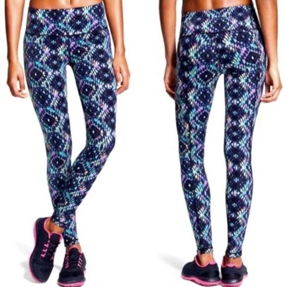 Victoria's Secret VSX Women’s Leggings Brilliant Blue Pink Yellow Design SZ S - Picture 2 of 10